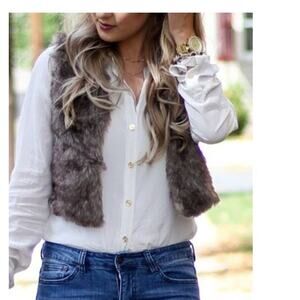 Wendy Hil Cropped Faux Fur Vest Brown Tan Soft Silk Blend Medium